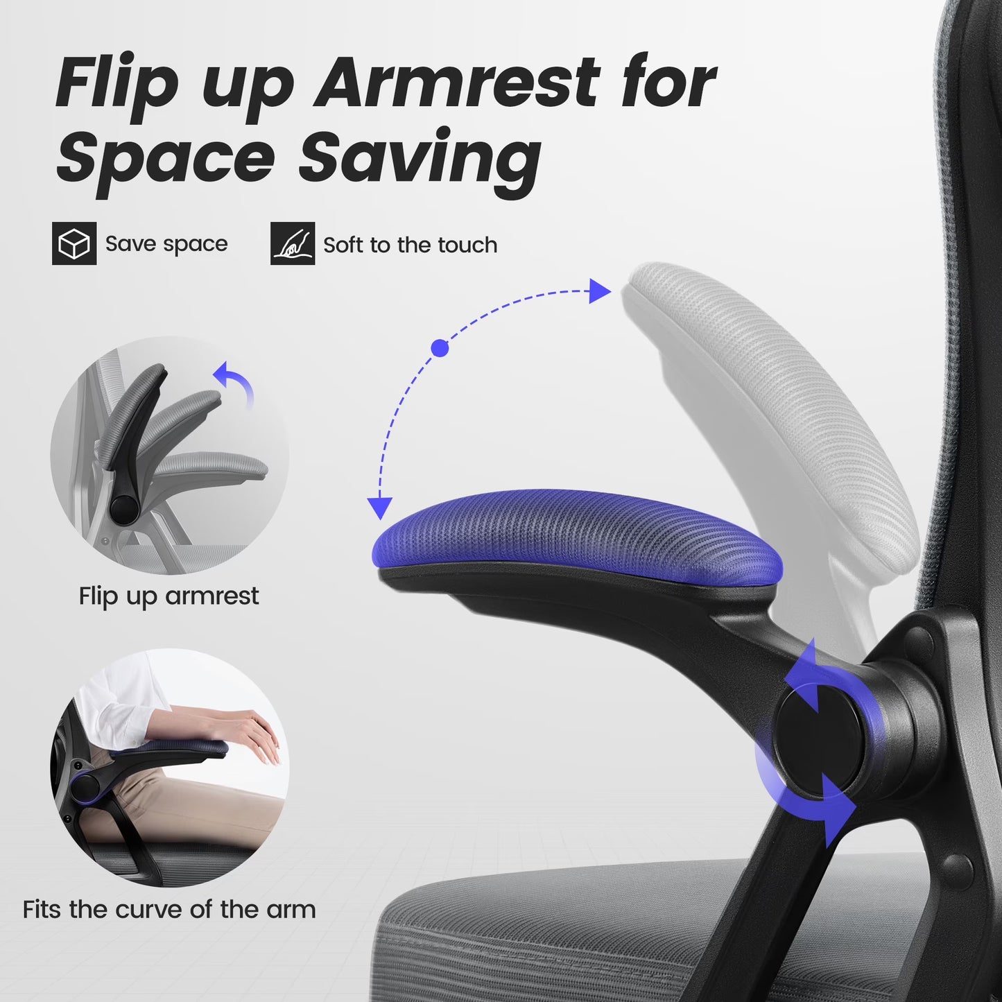 Ergonomic Office Chair, High Back Mesh Office Desk Chair with Headrest 500LBS, Executive Office Chair with Adjustable Aremrest, Home Office Swivel Desk Chair for Home Office, Dark Gray