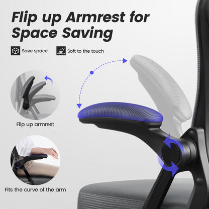 Ergonomic Office Chair, High Back Mesh Office Desk Chair with Headrest 500LBS, Executive Office Chair with Adjustable Aremrest, Home Office Swivel Desk Chair for Home Office, Dark Gray