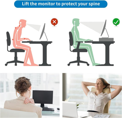 Computer Monitor Stand Riser, Office Organizer with Drawer, Office Organizers Storage for Classroom Office Supplies (Pink)