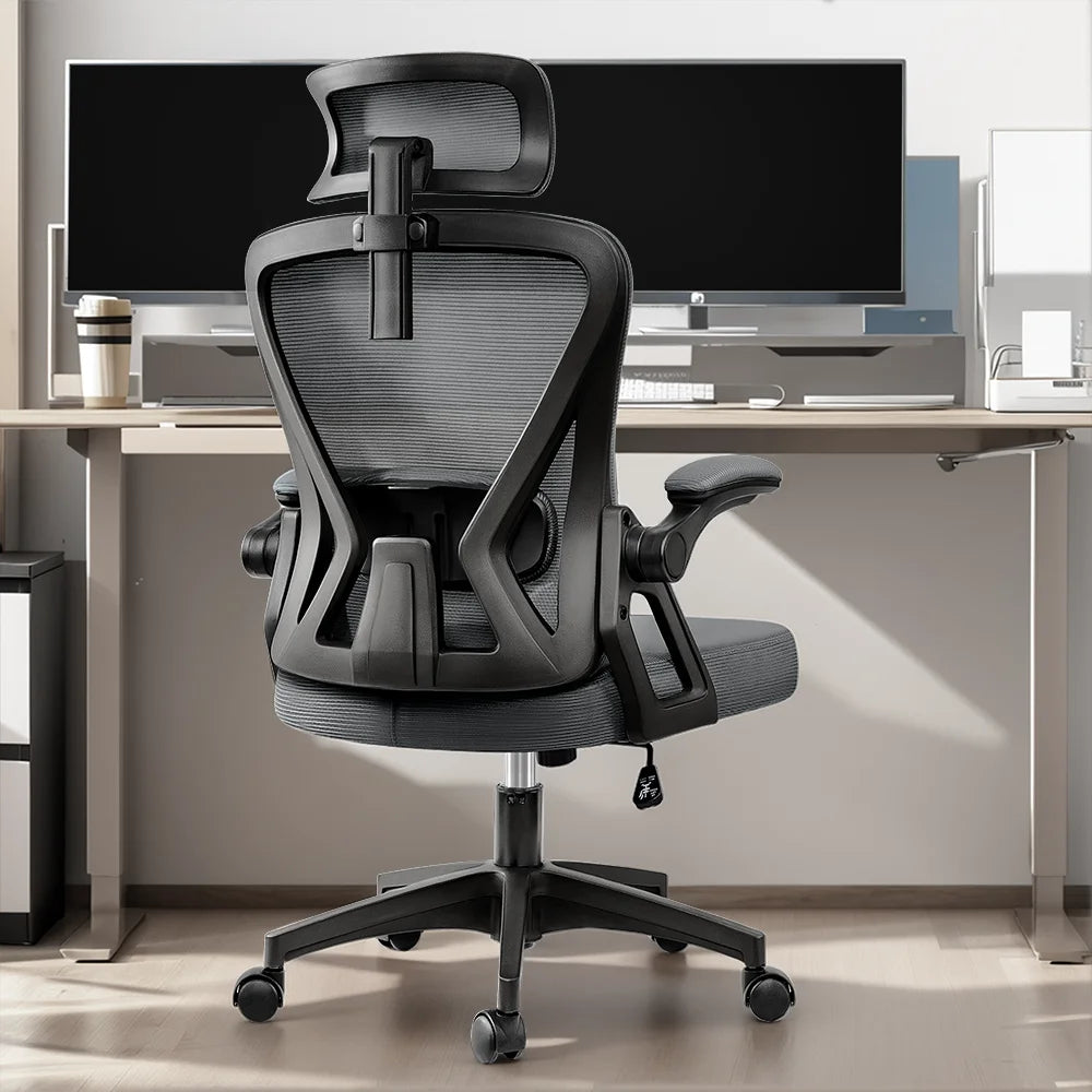 Ergonomic Office Chair, High Back Mesh Office Desk Chair with Headrest 500LBS, Executive Office Chair with Adjustable Aremrest, Home Office Swivel Desk Chair for Home Office, Dark Gray